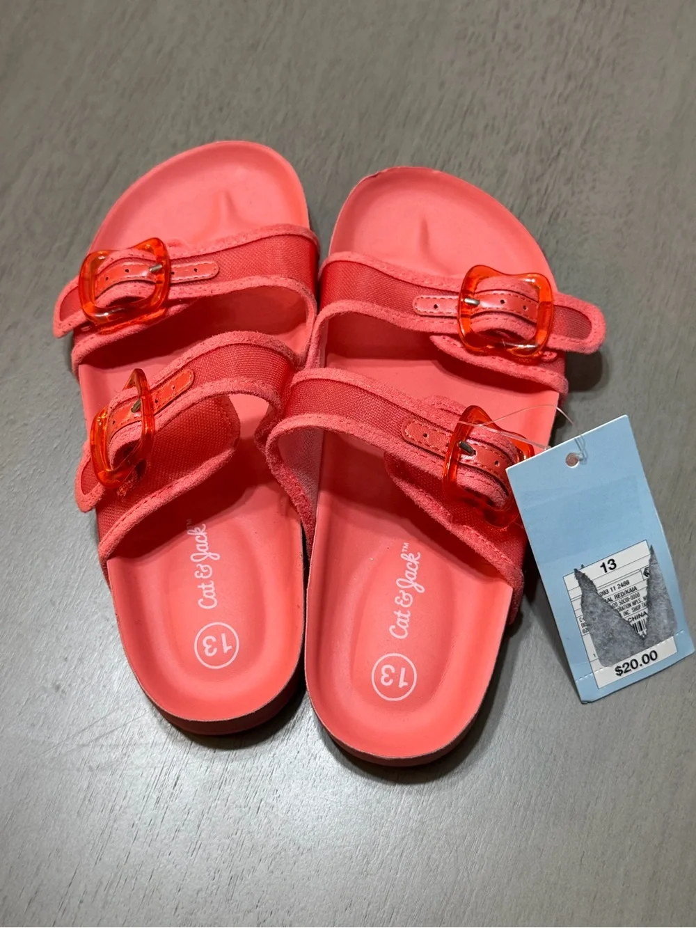 Cat & Jack Coral Pink Slide Sandals with Buckles